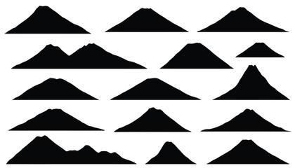 Collection of mountain silhouettes representing diverse landscapes and peaks