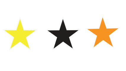 Fototapeta premium Three rating stars, yellow, black, and orange, for customer feedback, quality assessment, or scoring