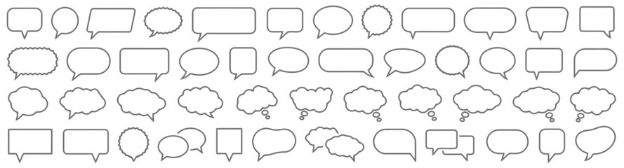 Diverse collection of speech bubble and thought bubble shapes