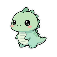 Fototapeta premium Adorable baby dinosaur character in pastel flat vector style. Perfect for kids themes, nursery decor, sticker packs, and playful branding.