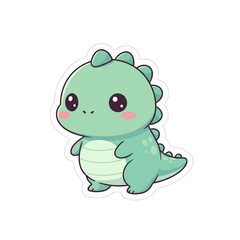 Obraz premium Adorable baby dinosaur character in pastel flat vector style. Perfect for kids themes, nursery decor, sticker packs, and playful branding.