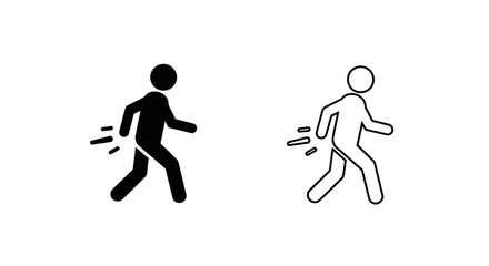 Two people running, one in black and one in white, vector illustration Vector