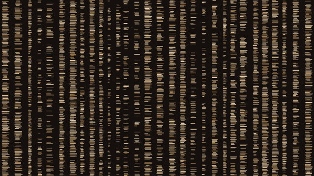 Seamless dark background featuring a vertical digital data pattern with abstract tan and gold horizontal dashes perfect for modern tech wallpaper and glitch art designs