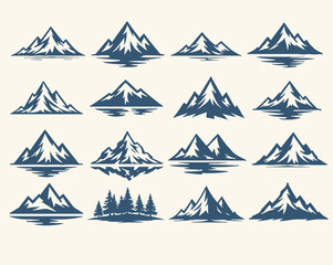Fototapeta premium Collection of Hand-Drawn Mountain Silhouettes for Nature Graphic Design