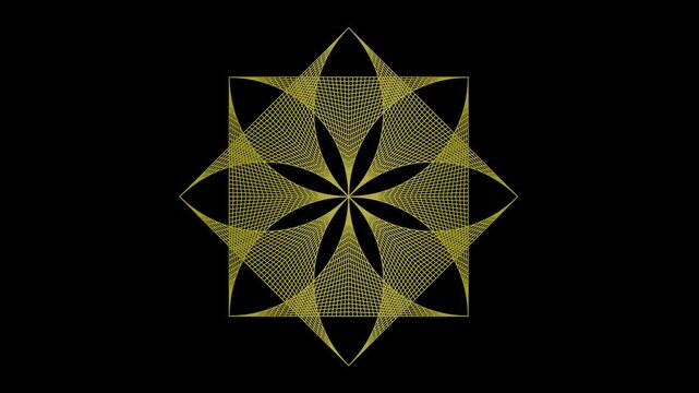 abstract geometry mandala transparent background. 4K footage.