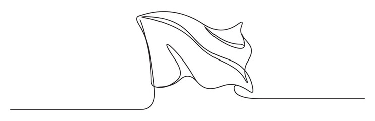 Fototapeta premium Waving flag illustration drawn with a single continuous line art style, symbolizing national pride and freedom.