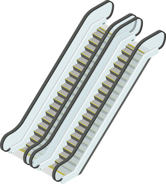 Isometric empty indoor escalator illustration