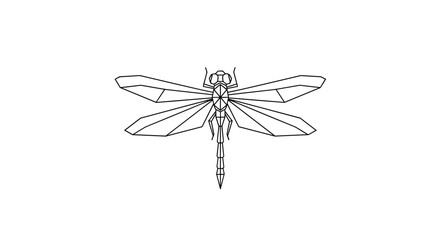 Black and White Dragonfly Line Drawing. © denny