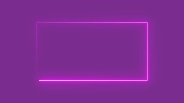 abstract glowing neon rectangle frame animation green screen 4k. Bright neon border frame effect isolated on background.