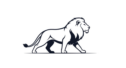 Black and White Lion Illustration Walking.