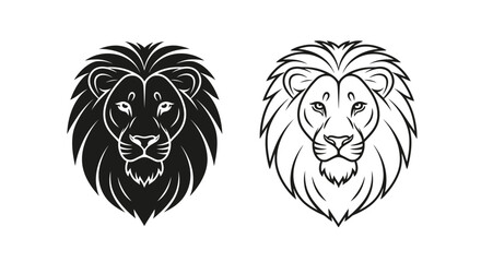 Obraz premium Black and white lion face portrait illustration design Vector