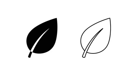 Obraz premium Minimalist leaf designs: simple line art and solid fill illustrations for modern graphics Vector