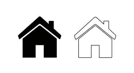 Fototapeta premium Minimalist house icon set, simple home symbols, modern black and white design Vector