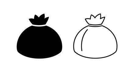 Two black and white bags with crowns on top, vector illustration, minimalist design Vector
