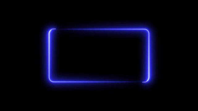 Rectangle glowing neon frame background animation, Glowing neon rectangle border frame in the shape rectangle.