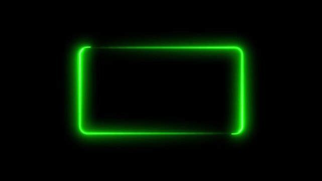 Rectangle glowing neon frame background animation, Glowing neon rectangle border frame in the shape rectangle.