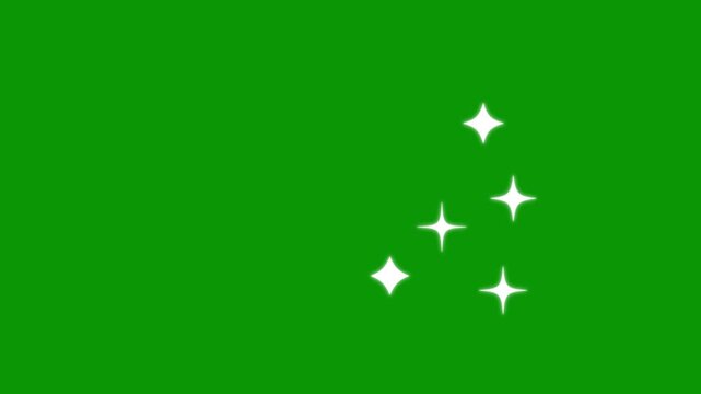 Blinking cartoon stars, Shiny glowing twinkle stars sparkle animation, shiny glowing star animation, star sparkle vector doodles, glowing light effect, retro shine movement green screen background.