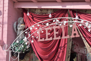 Naklejka premium creative sign outside Leela Indian Food Bar at 1386 Gerrard St E, Toronto