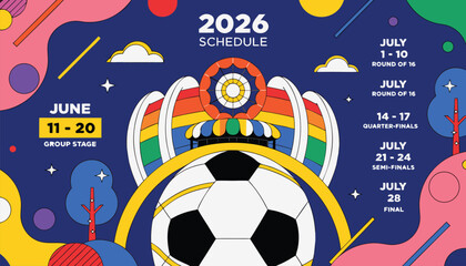 Fototapeta premium Vibrant poster for 2026 soccer event with colorful graphics