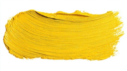 Vibrant yellow paint is being applied with a brush on a clean surface, demonstrating an artistic technique. Natural light enhances the vivid color, creating an inspiring atmosphere.