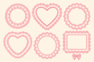 Delicate pink frames with scalloped edges and a sweet bow detail