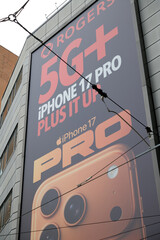 Obraz premium Rogers Communications ad for cell phone technology near Sankofa Square, Toronto