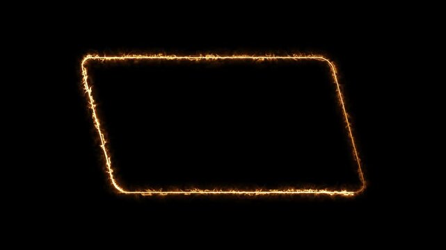 Glowing neon square rectangle picture frame icon animation on black background.
