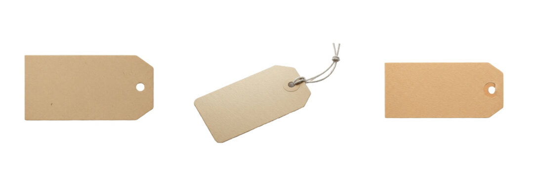 Blank Manila Paper Gift Tag Set - Rustic Brown Cardstock Labels with String Clipart PNG