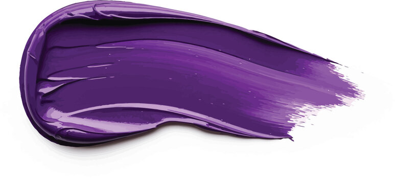 Rich purple makeup swipe shows glossy texture in an intense curved shape.