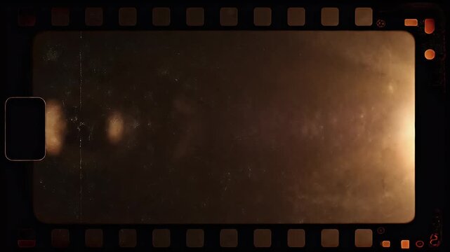 A vintage film strip with a warm, grainy texture and light leaks