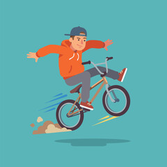 Naklejka premium Young man performing a BMX bike trick.