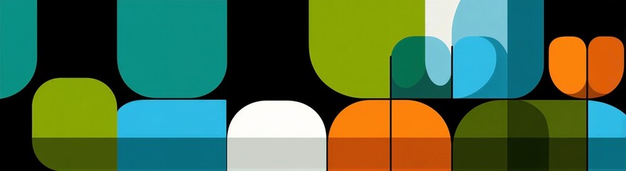 Fototapeta premium Abstract composition with colorful geometric shapes for modern art background. Minimalist design for graphic projects and web banners.