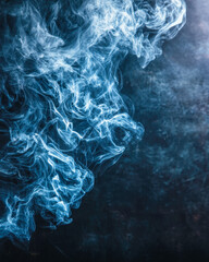 Obraz premium Soft gray smoke wisps drifting on black background, moody barbecue atmosphere