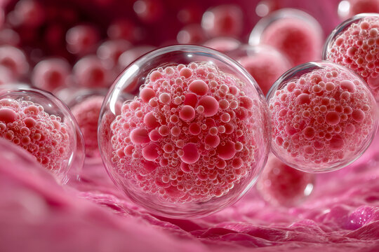 Close-up visualization of micellar spheres lifting sebum from skin pore for deep cleansing