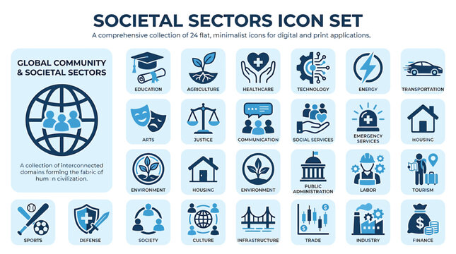 Societal Sectors Icon Set