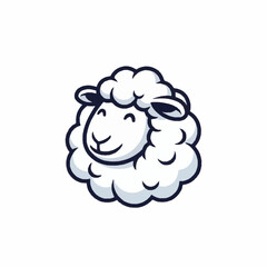 Cute cartoon sheep illustration with fluffy wool. © Dong