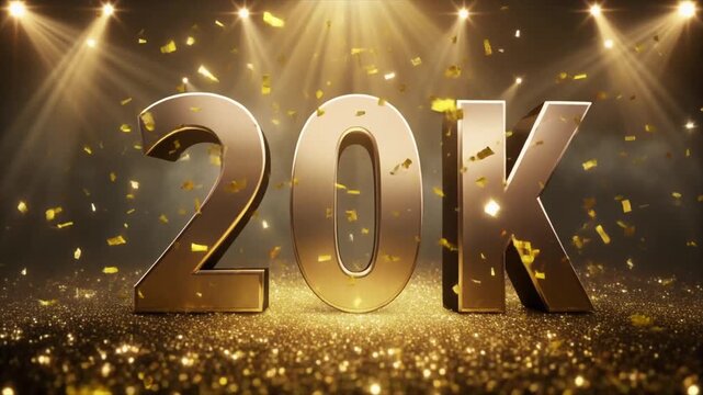 Golden 20k Celebration Confetti and Lights Success Milestone twenty thousand gold confetti