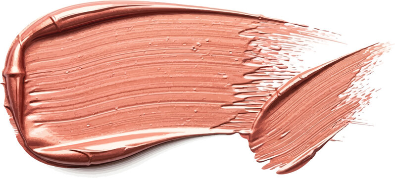 Rose gold metallic paint swipe features shimmering highlights and visible.