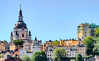 Fototapeten Stockholm Stockholm Cityscape Featuring Katarina Kyrka (Church of Catherine)  © Peter Herrem