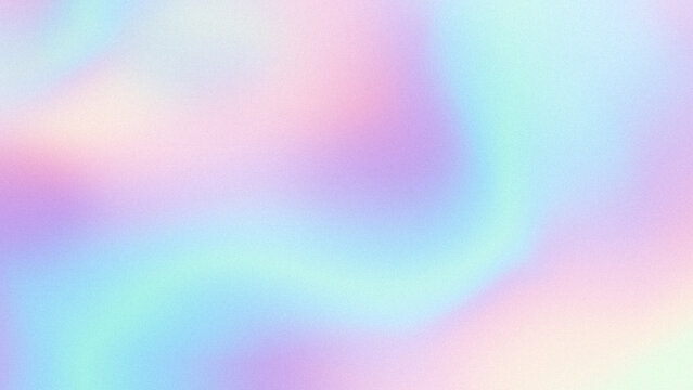 Pastel colored colorful holographic grainy blurred background. Abstract high resolution full frame multi-colored iridescent textured background with noise. Copy space.