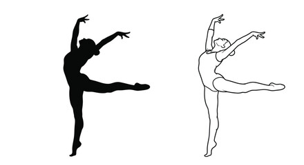 Two ballet dancers depicted in contrasting styles a striking silhouette © FARABI