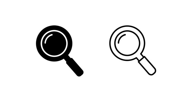 Black and white magnifying glasses, vector illustration, search icon, zoom in Vector