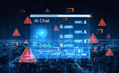 Cybersecurity concept featuring an AI detector scanning digital content for deepfakes and...