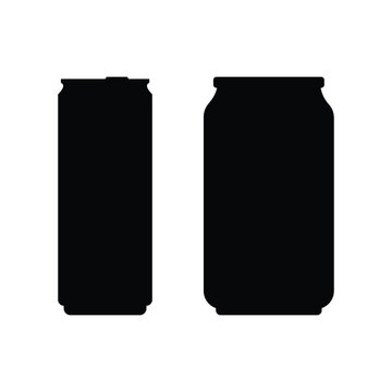 Slim and Standard Aluminum Beverage Cans Silhouette Set