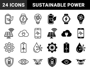Fototapeta premium Sustainable energy and smart technology hybrid symbols featuring battery leaf integration solar panel connectivity and eco friendly power management