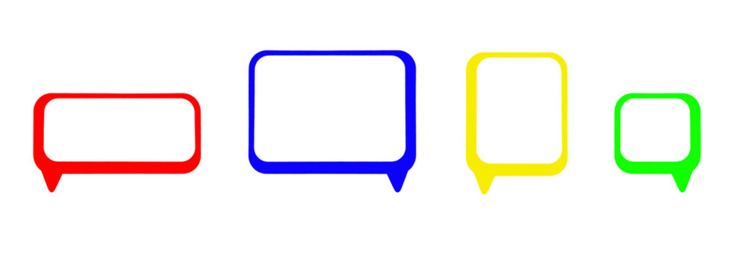 Collection of colorful speech bubble frames in different shapes and sizes for infographic and web design concept