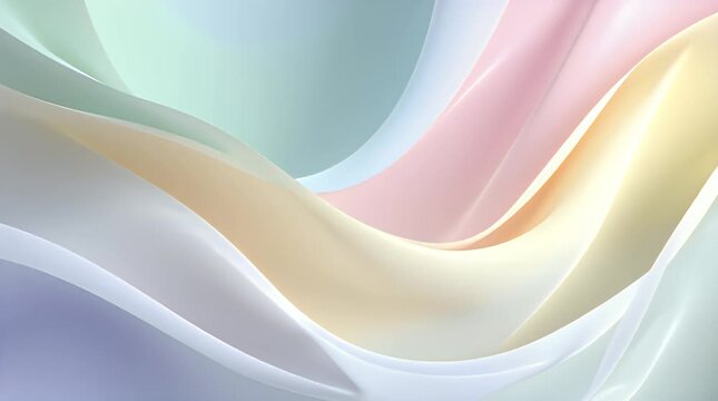 A soft abstract image featuring flowing pastel colored fabric-like shapes that curve and blend with a gradient effect