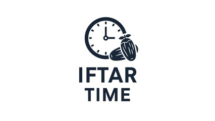 Fototapeta premium Breaking fast with clock and drum illustration during iftar time in a serene environment