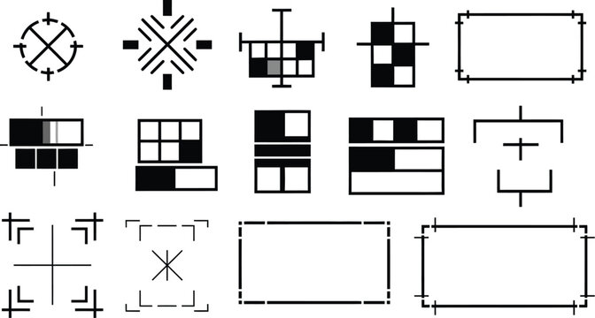 Printer marks and crop marks vector set for prepress