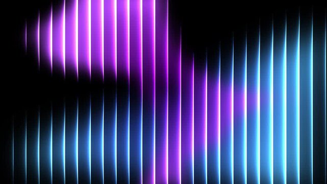 A vertical glass motion graphics 4k video, glowing white, blue, purple, fractal glass effect gradient on  black background, ribbed, Spectrum waves effect, ethereal glass effect, neon, sense of motion.